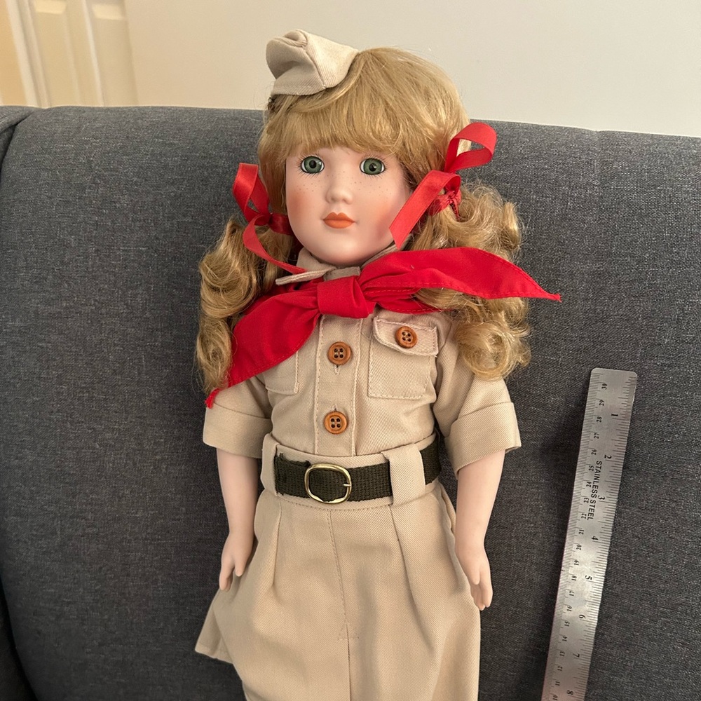 Marian Yu Design Brownie Girl Scout porcelain doll, OBO